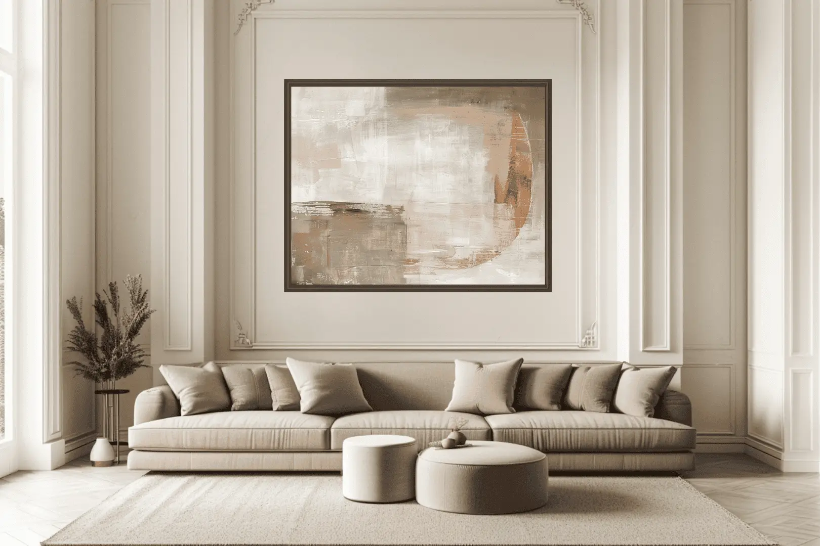 Luxury Sofa with Large Statement Abstract Art